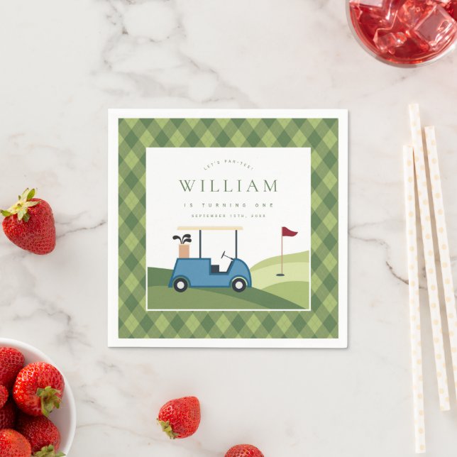 Let's Par T-Shirt Golf Raute Muster ersten Geburts Serviette (Beispiel)