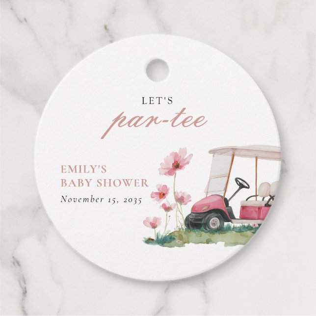 Let's Par-tee Golf Baby Shower Geschenkanhänger (Vorderseite)