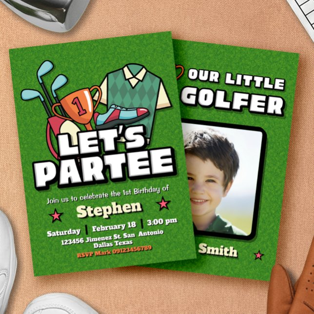 Lets Partee - Golf Geburtstagseinladung Einladung (Lets Partee - Golf Birthday Invitation)