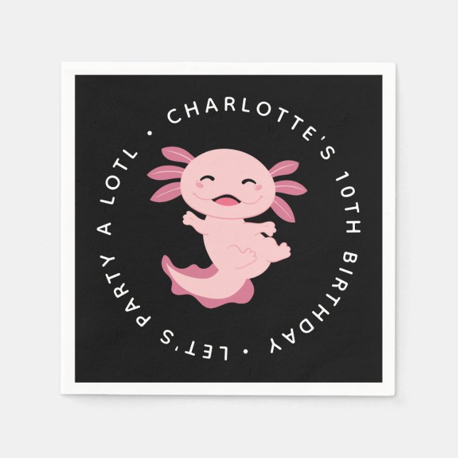 Let's Party A Lotl ・ Axolotl Birthday Party Serviette (Vorderseite)