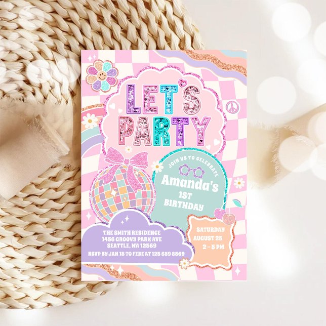 LET'S PARTY Disco Rainbow Birthday Invitation Einladung (Von Creator hochgeladen)