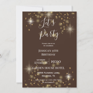 "Let's Party" Glitzer & Glitzern Geburtstag Einladung