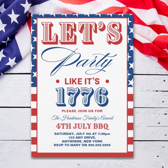 Lets Party Like It's 1776 Funny 4th July Party Einladung (Von Creator hochgeladen)