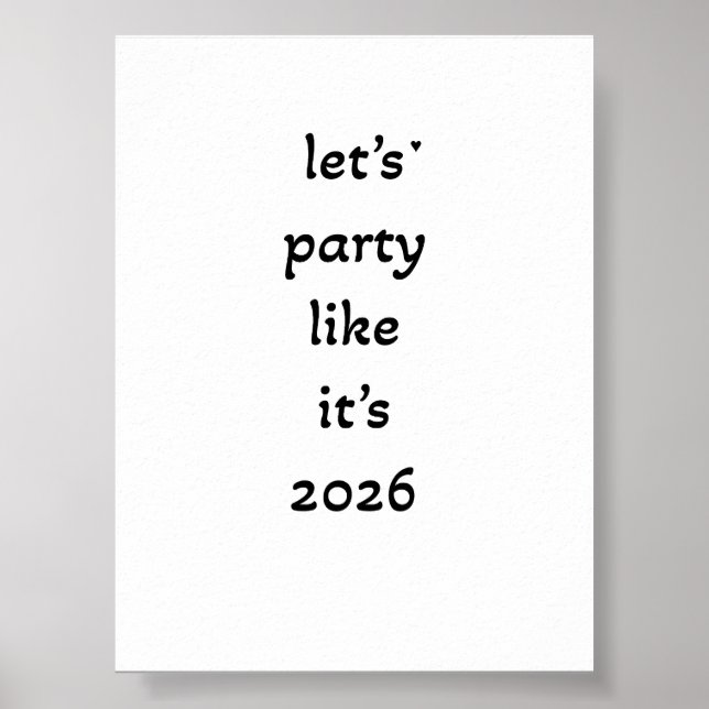 Let's party like it's 2026 - minimalistic poster (Vorne)