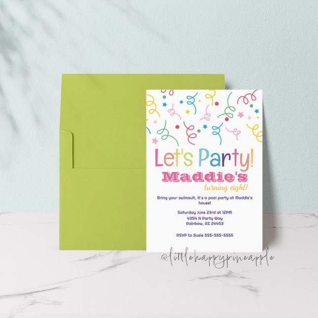 Let's Party Rainbow Confetti Geburtstagseinladung Einladung (Von Creator hochgeladen)