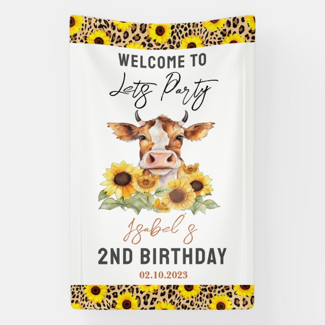 Let's Party Till the Cows Come Home 2nd Birthday Banner (Vertikal)