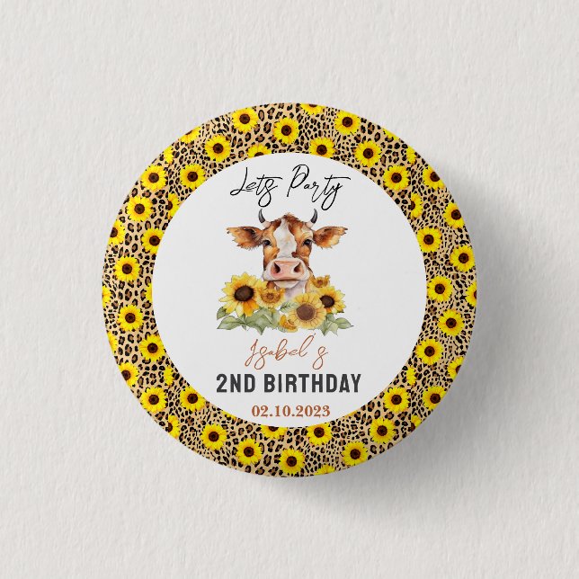 Let's Party Till the Cows Come Home 2nd Birthday Button (Vorderseite)