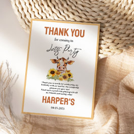 Let's Party Till the Cows Come Home 2nd Birthday Dankeskarte