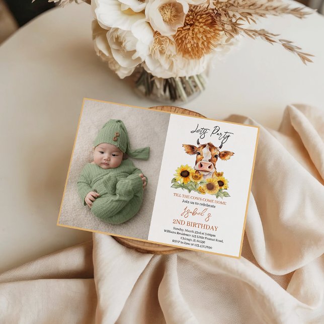 Let's Party Till the Cows Come Home 2nd Birthday Einladung (Let's Party Till the Cows Come Home 2nd Birthday Invitation
)