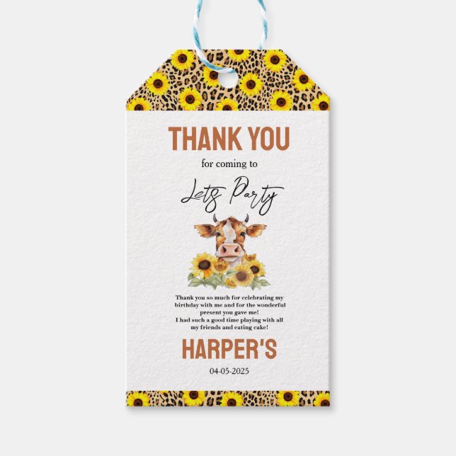 Let's Party Till the Cows Come Home 2nd Birthday Geschenkanhänger (Vorderseite)