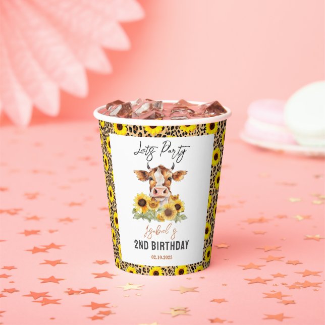 Let's Party Till the Cows Come Home 2nd Birthday Pappbecher (Insitu)