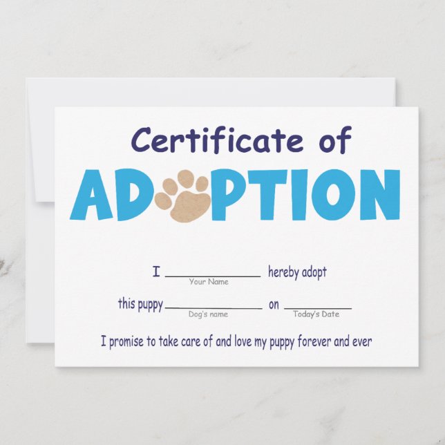 Let's Paw-ty, Pet Adoption Certificate Einladung (Vorderseite)