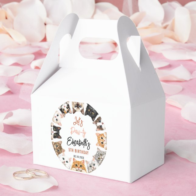 Let's Pawty Cat 5th Birthday | Custom Birthday Kid Geschenkschachtel (Hochzeit)