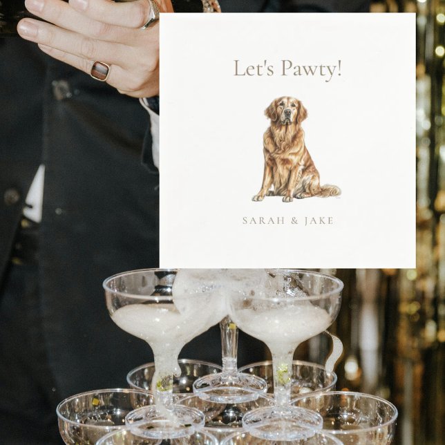 Let's Pawty! Custom Pet Wedding Cocktail Serviette (Von Creator hochgeladen)