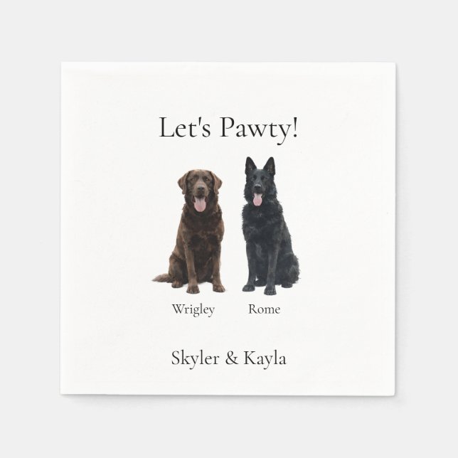 Let's Pawty! Personalized 2 Pet Cocktail Serviette (Vorderseite)