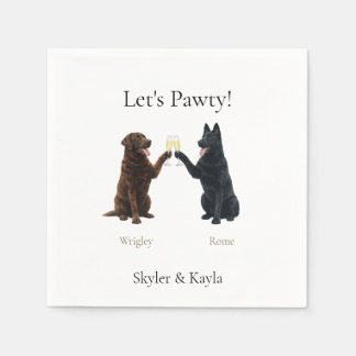 Let's Pawty! Personalized 2 Pets Champagne Serviette