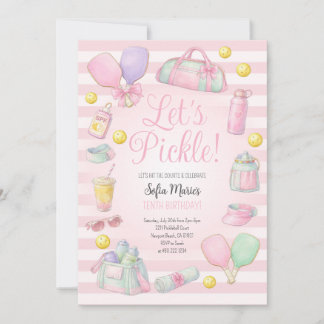Let's Pickle Pickleball Pink Party Invitation Einladung