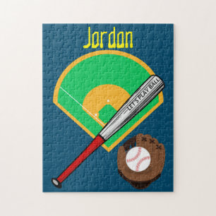 "Let's Play Ball" Baseball Puzzle mit Namen!