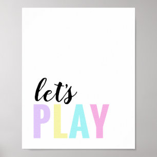 Let's Play Spielzimmer Pastell Regenbogen Poster