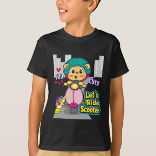 Let's Ride Scooter Bear Motorrad Funny Niedlich T-Shirt