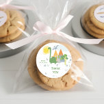 Let's roar Dino party kids birthday thank you Runder Aufkleber<br><div class="desc">niedliche farbenfrohe Dinos Geburtstagsartikel für Kinder jeden Alters. bearbeitbar.</div>