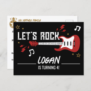 "Let's Rock Birthday Music Band Einladung Postcard Postkarte