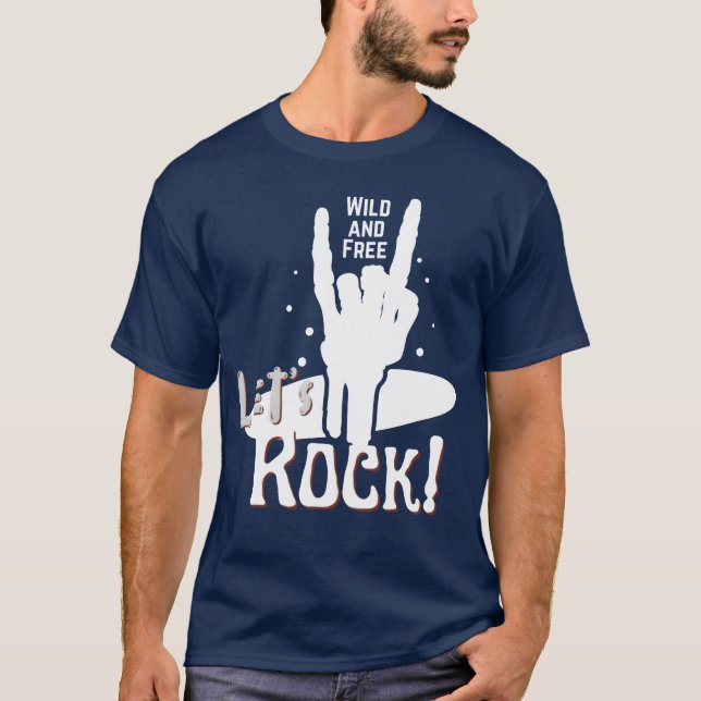 Lets Rock Music Loversshirt retro T-Shirt (Vorderseite)