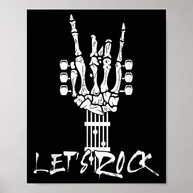 Lets Rock On Halloween Rock And Roll Skeleton Hand Poster (Vorne)