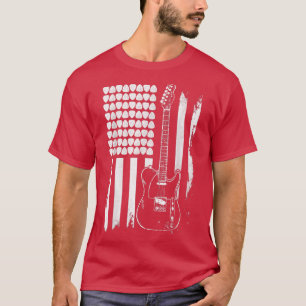 Lets Rock Rock n Roll Guitar Retro USA Flag Music T-Shirt