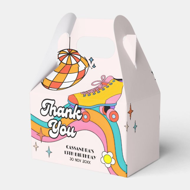 Let's Roll Retro Roller Skating Girl Birthday  Geschenkschachtel (Rückseite)