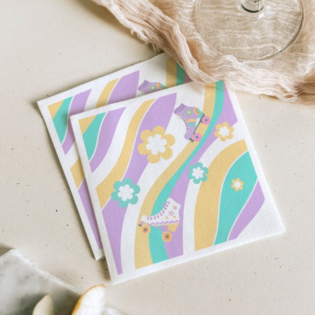 Lets Roll Roller Skate Groovy Girl Birthday Pastel Serviette (Von Creator hochgeladen)