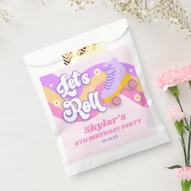 Let's Roll Roller Skate Skating Birthday Party Geschenktütchen (Versiegelt)