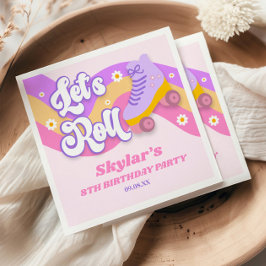 Let's Roll Roller Skate Skating Birthday Party Serviette
