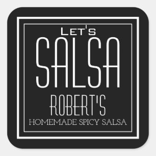 "Let's Salsa" Personalisiertes, hausgemachte Salsa Quadratischer Aufkleber