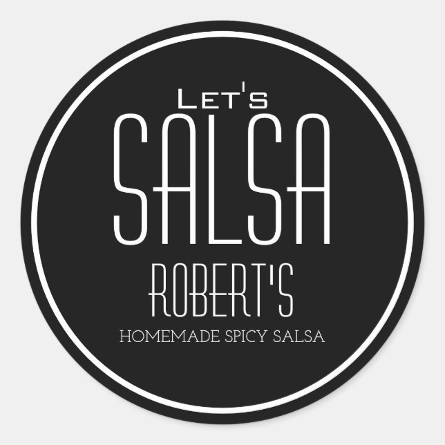 "Let's Salsa" Personalisiertes, hausgemachte Salsa Runder Aufkleber (Vorderseite)