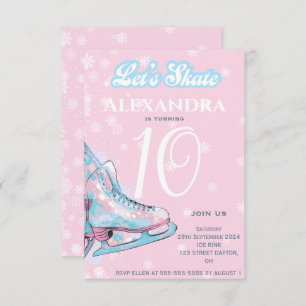 "Let's Skate" Figur Eis Skaten Geburtstagsparty Einladung