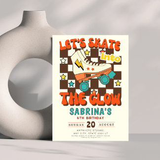 Let's Skate into the glow roller skating birthday  Einladung