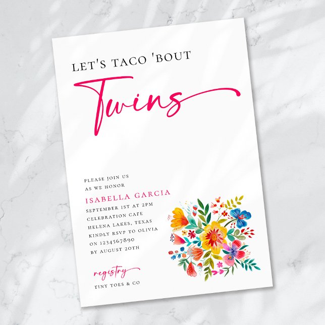 Let's Taco 'Bout Twins Floral Fiesta Baby Shower Einladung (Von Creator hochgeladen)