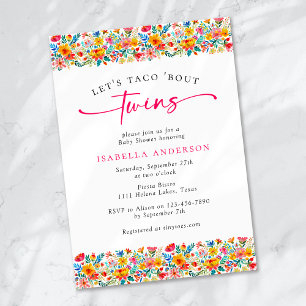 Let's Taco 'Bout Twins Floral Fiesta Baby Shower Einladung