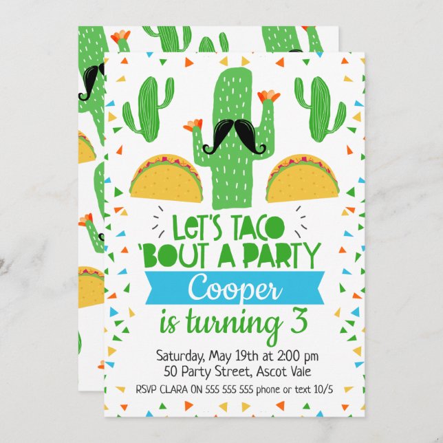 Let's Taco's über ein Party Geburtstag Einladung (Vorne/Hinten)