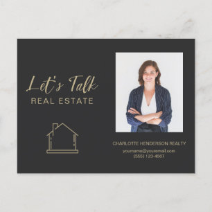 Let's Talk Real Estate Photo Contact Marketing Postkarte