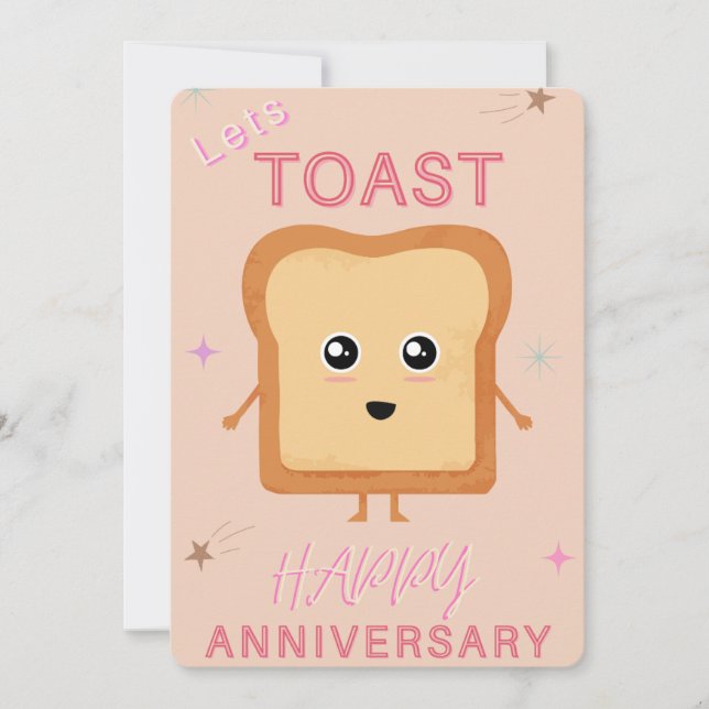Lets Toast neutral Happy Anniversary greeting card Ankündigung (Vorderseite)
