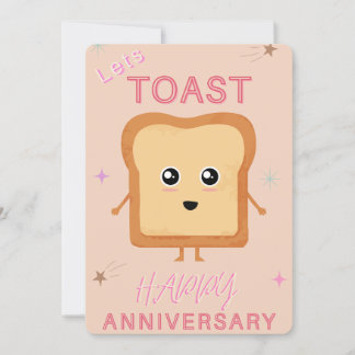 Lets Toast neutral Happy Anniversary greeting card Ankündigung