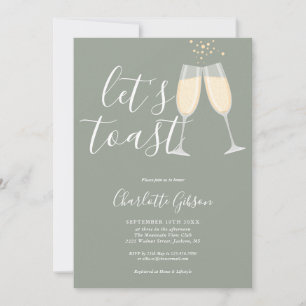 Let's Toast Script Brautparty Sage Green Einladung