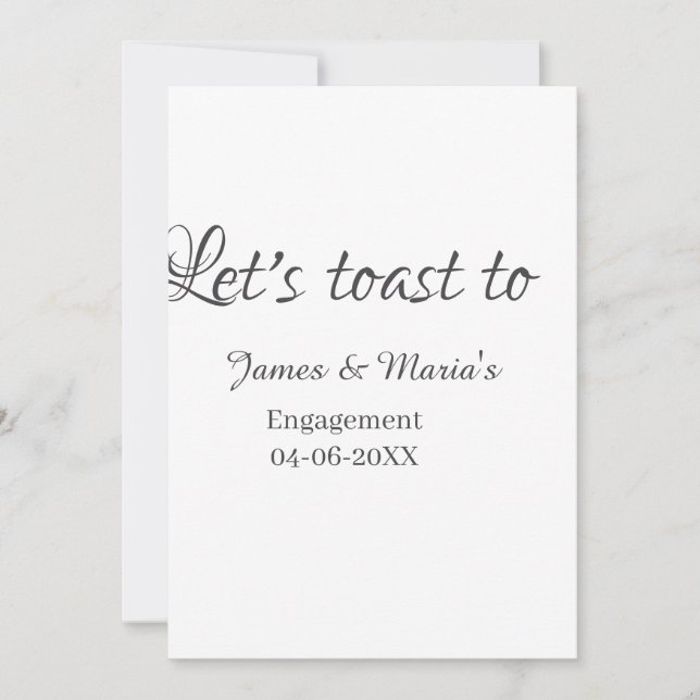 Let's toast to engagement party name date elegant  einladung (Vorderseite)