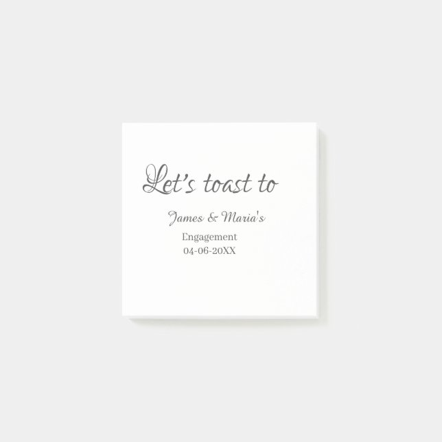 Let's toast to engagement party name date elegant  post-it klebezettel (Vorderseite)