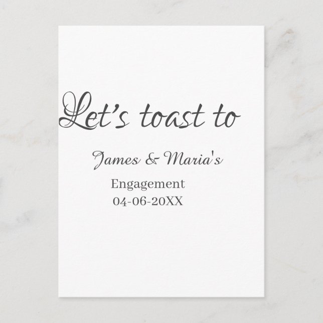 Let's toast to engagement party name date elegant  postkarte (Vorderseite)