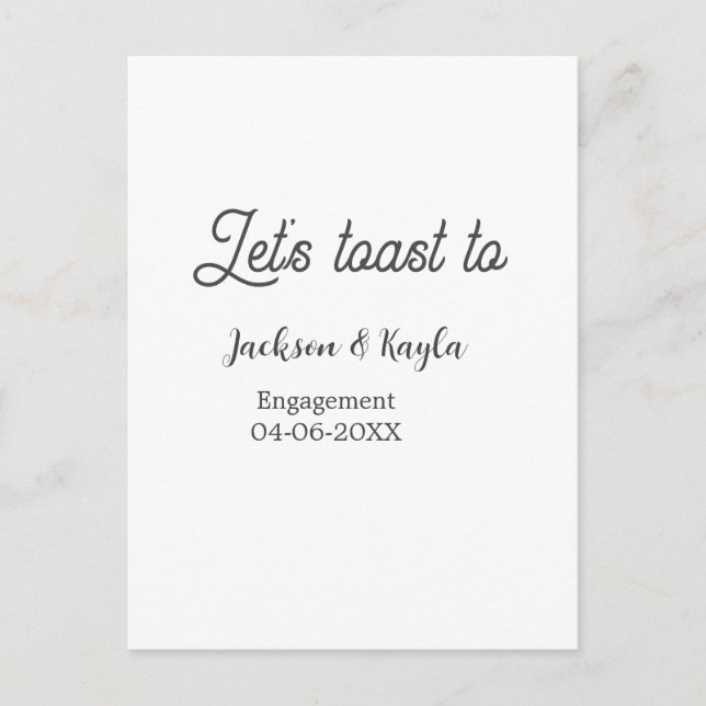 Let's toast to engagement party name date elegant  postkarte (Vorderseite)