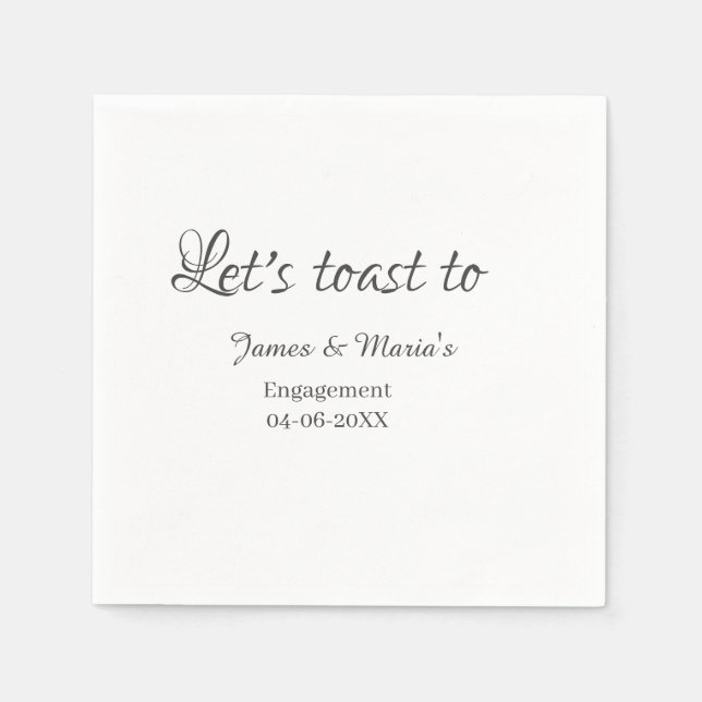 Let's toast to engagement party name date elegant  serviette (Vorderseite)