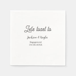 Let's toast to engagement party name date elegant  serviette